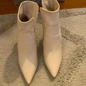 Worn once! White heeled booties size 8 W
